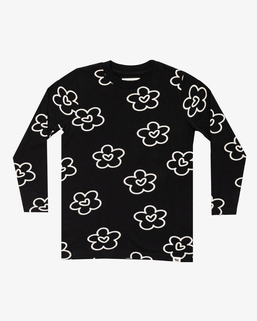 THE GIRL CLUB | Black Flower Heart Tee